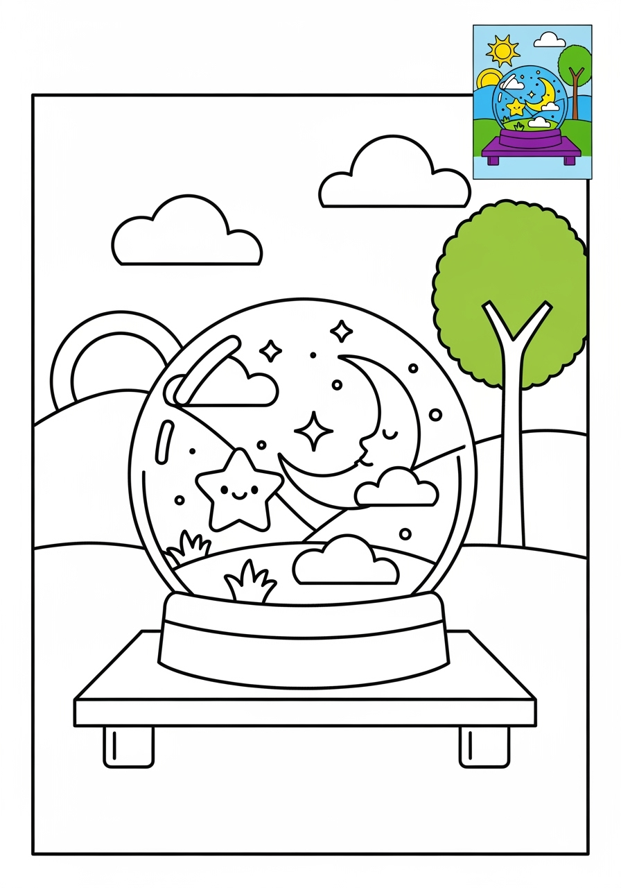 medium fantasy and fairy tales Magic & Objects crystal ball kids coloring page 0