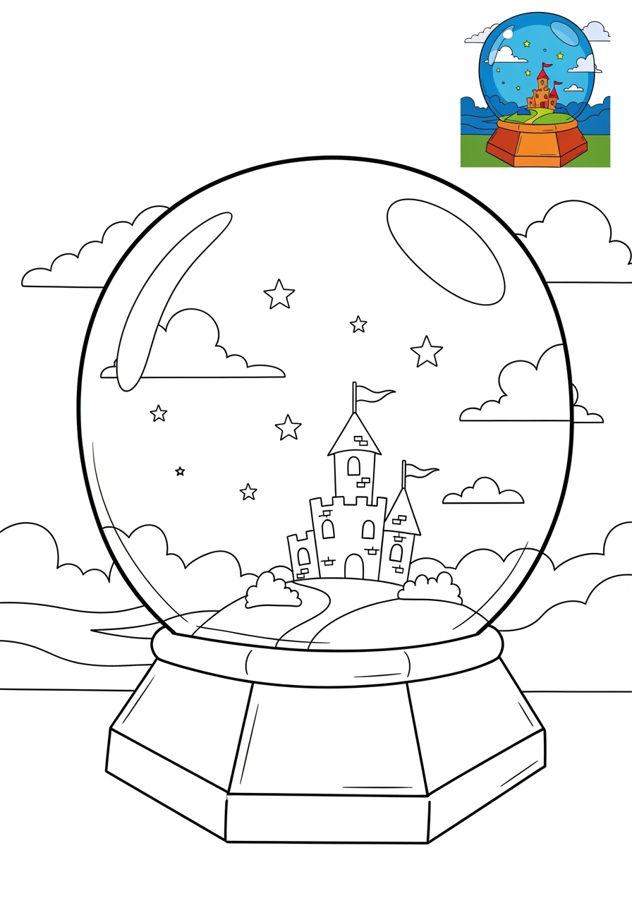 medium fantasy and fairy tales Magic & Objects crystal ball kids coloring page 1