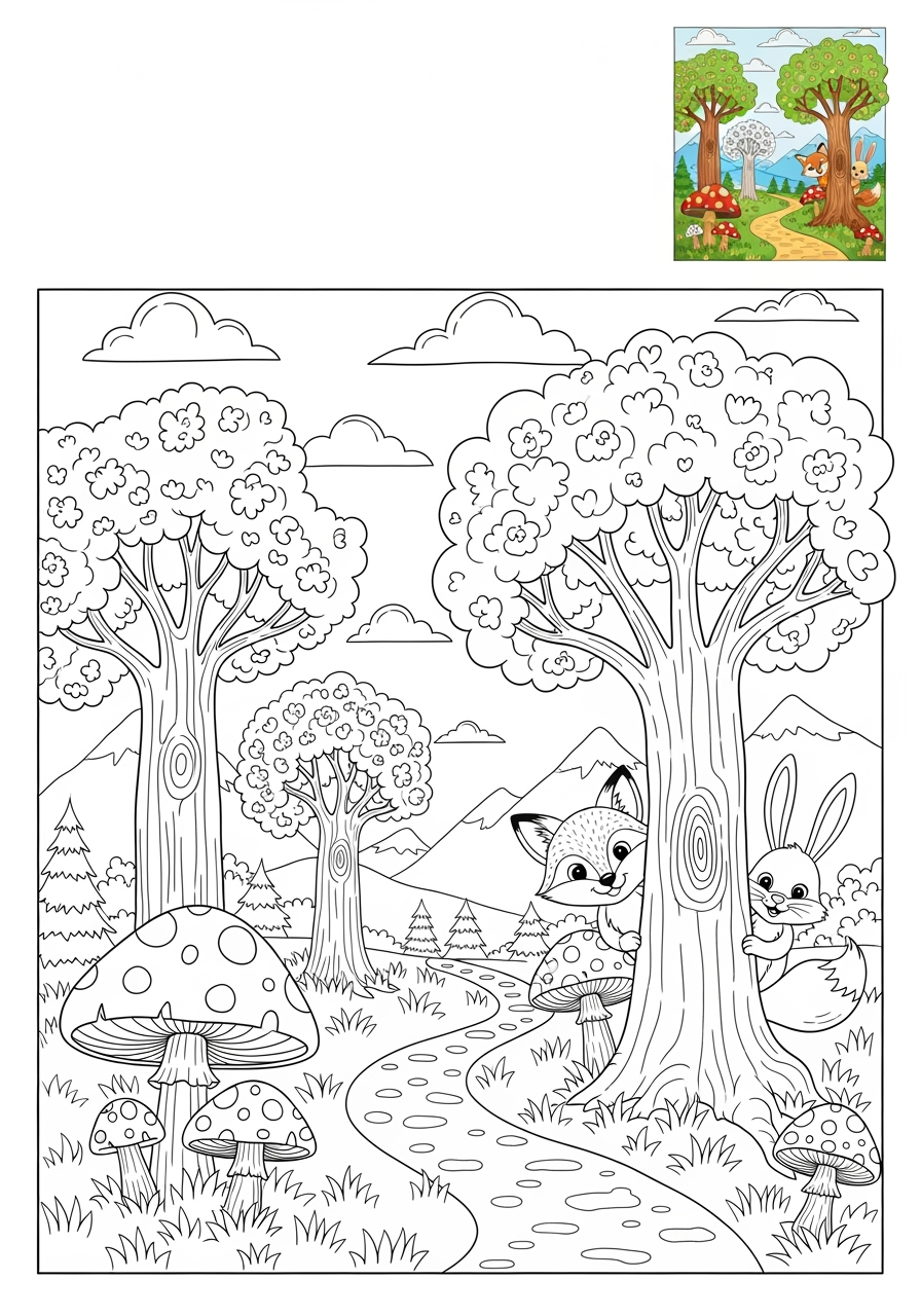 medium fantasy and fairy tales Magic & Objects enchanted forest kids coloring page 0