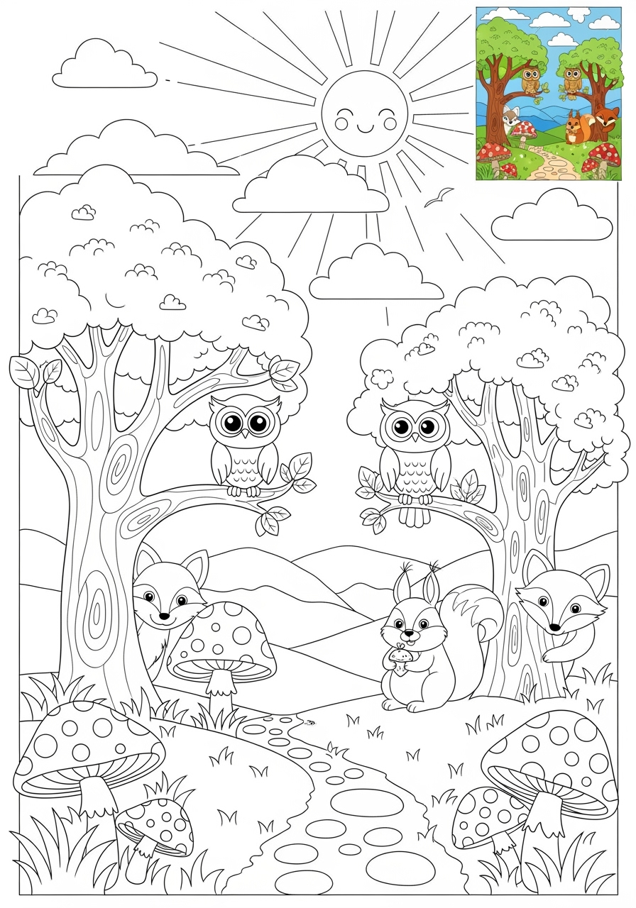 medium fantasy and fairy tales Magic & Objects enchanted forest kids coloring page 1