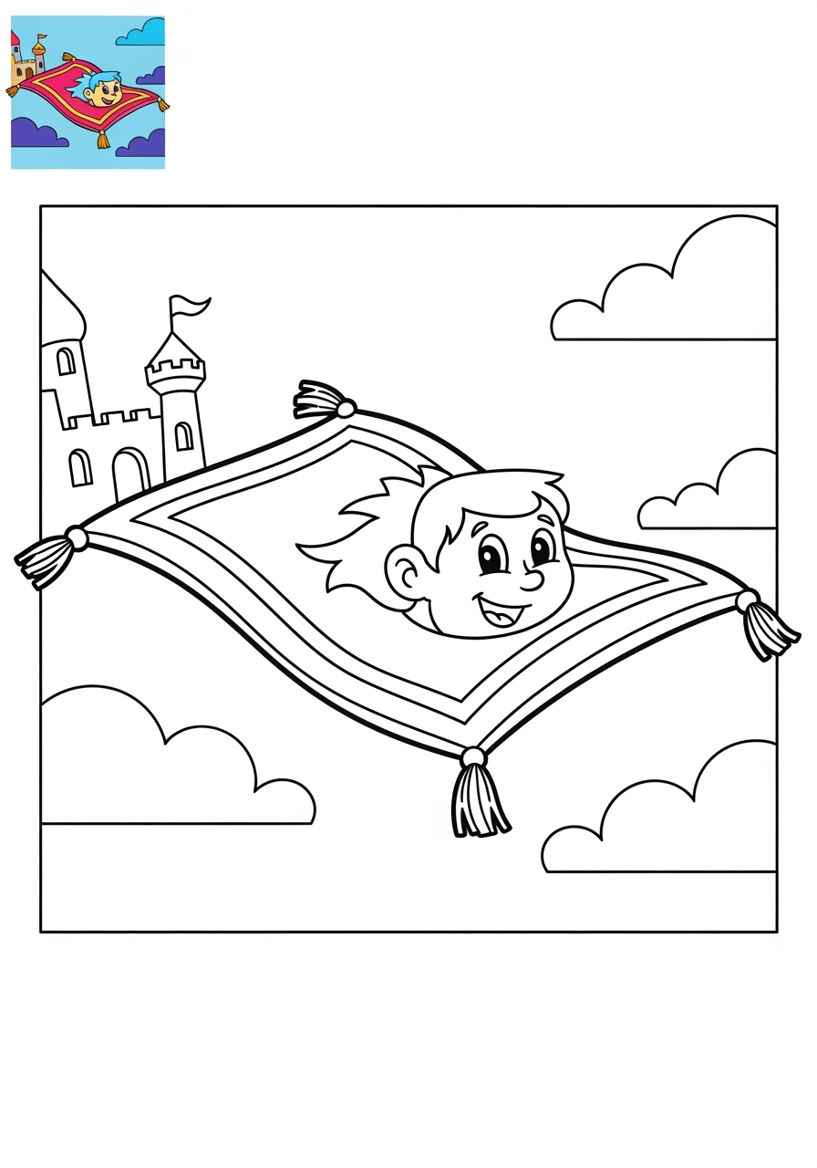 medium fantasy and fairy tales Magic & Objects magic carpet kids coloring page 0