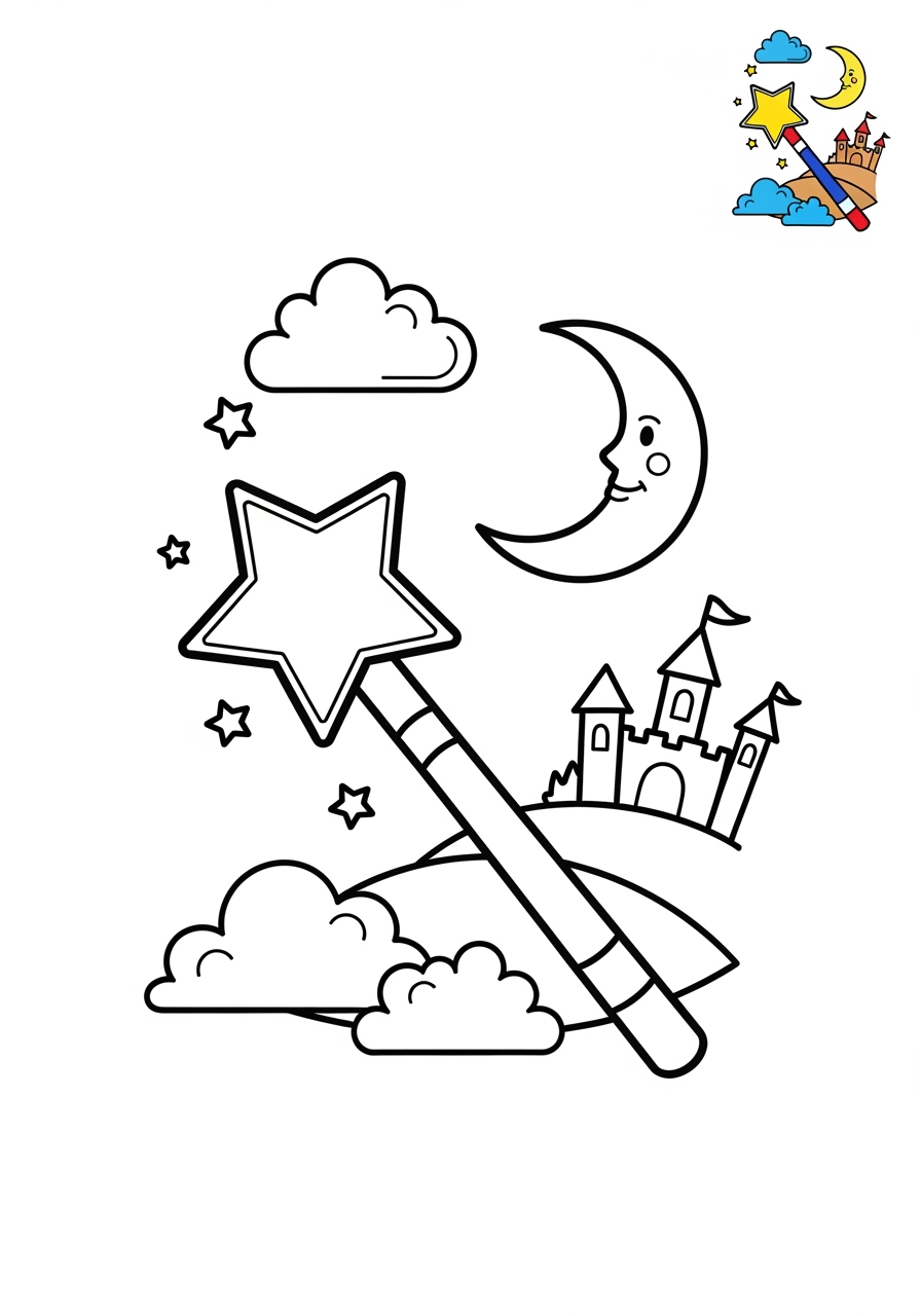 medium fantasy and fairy tales Magic & Objects magic wand kids coloring page 0