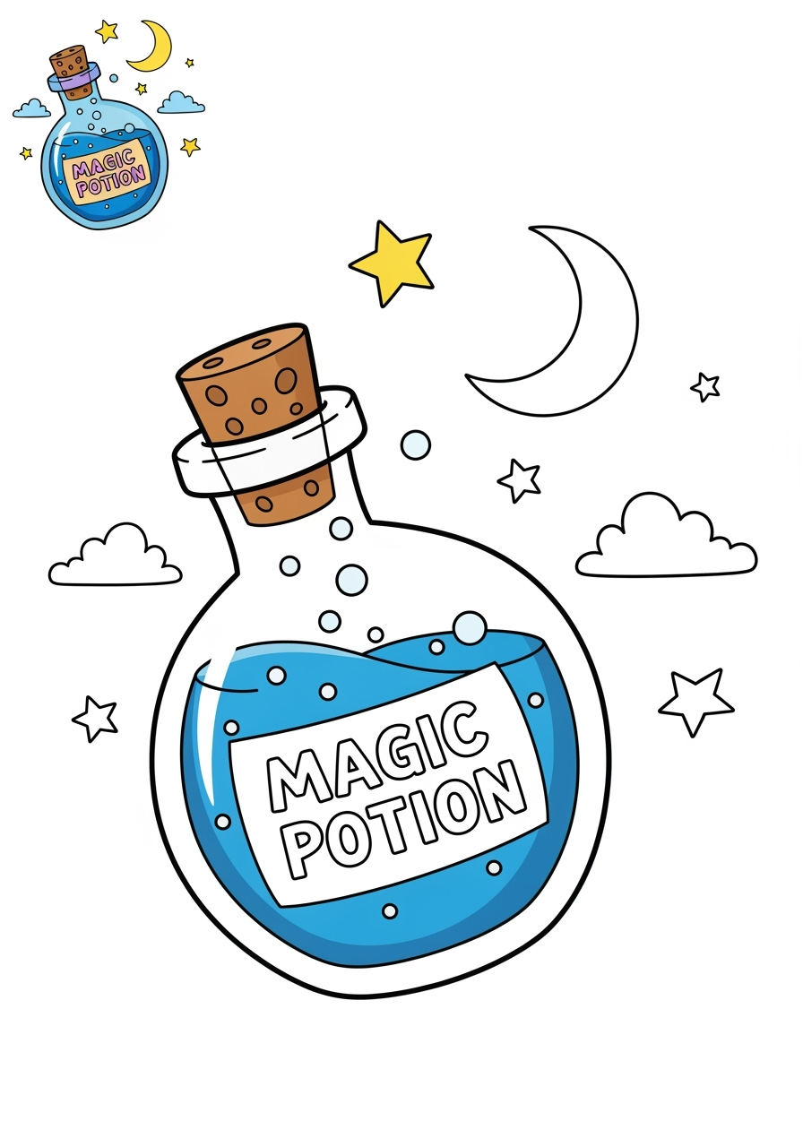 medium fantasy and fairy tales Magic & Objects potion kids coloring page 0