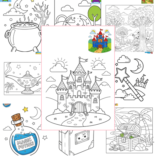 Medium Fantasy and Fairy Tales Magic & Objects Coloring Sheets Collections Thumbnail