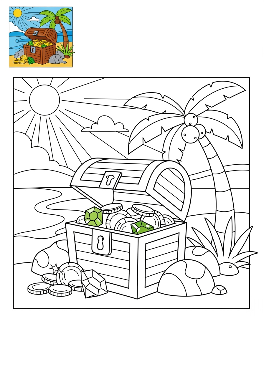 medium fantasy and fairy tales Magic & Objects treasure chest kids coloring page 0