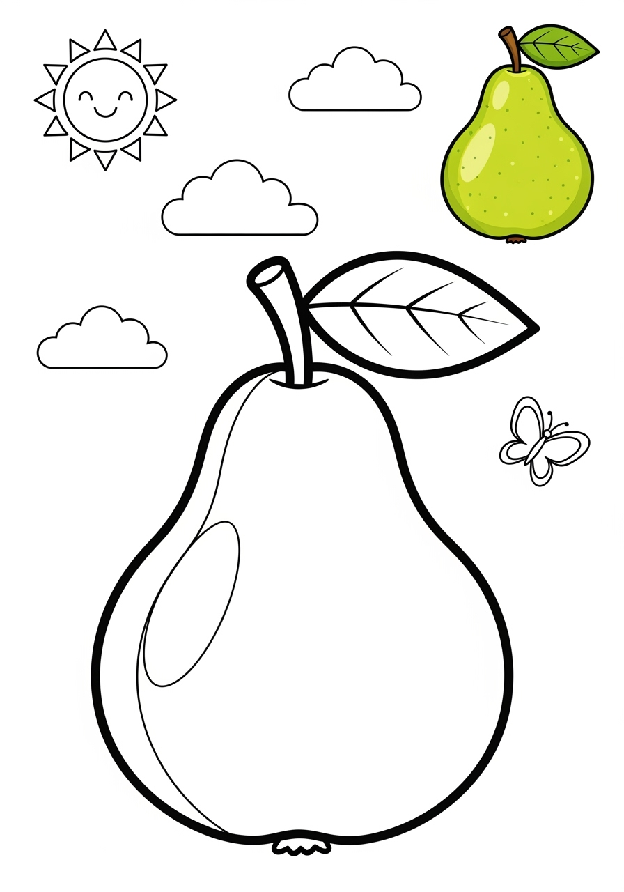 medium food and treats Fruits pear kids coloring page 0