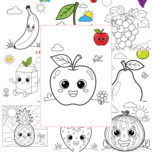 Medium Food and Treats Fruits Coloring Sheets Collections Thumbnail