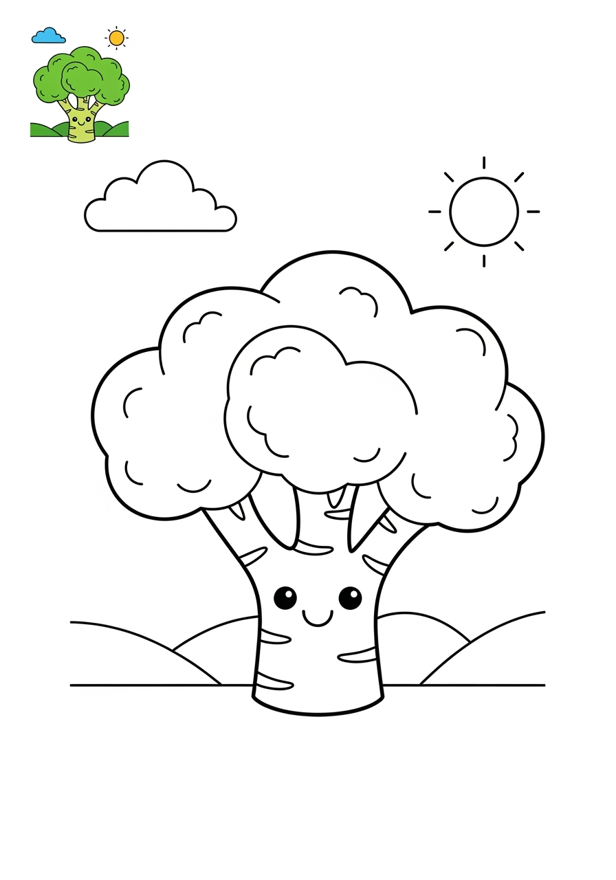 medium food and treats Vegetables broccoli kids coloring page 0
