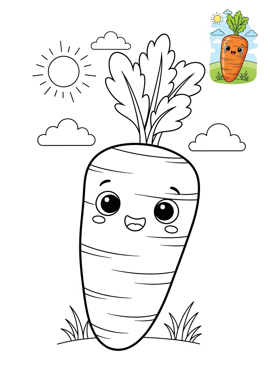 medium food and treats Vegetables carrot kids coloring page 0