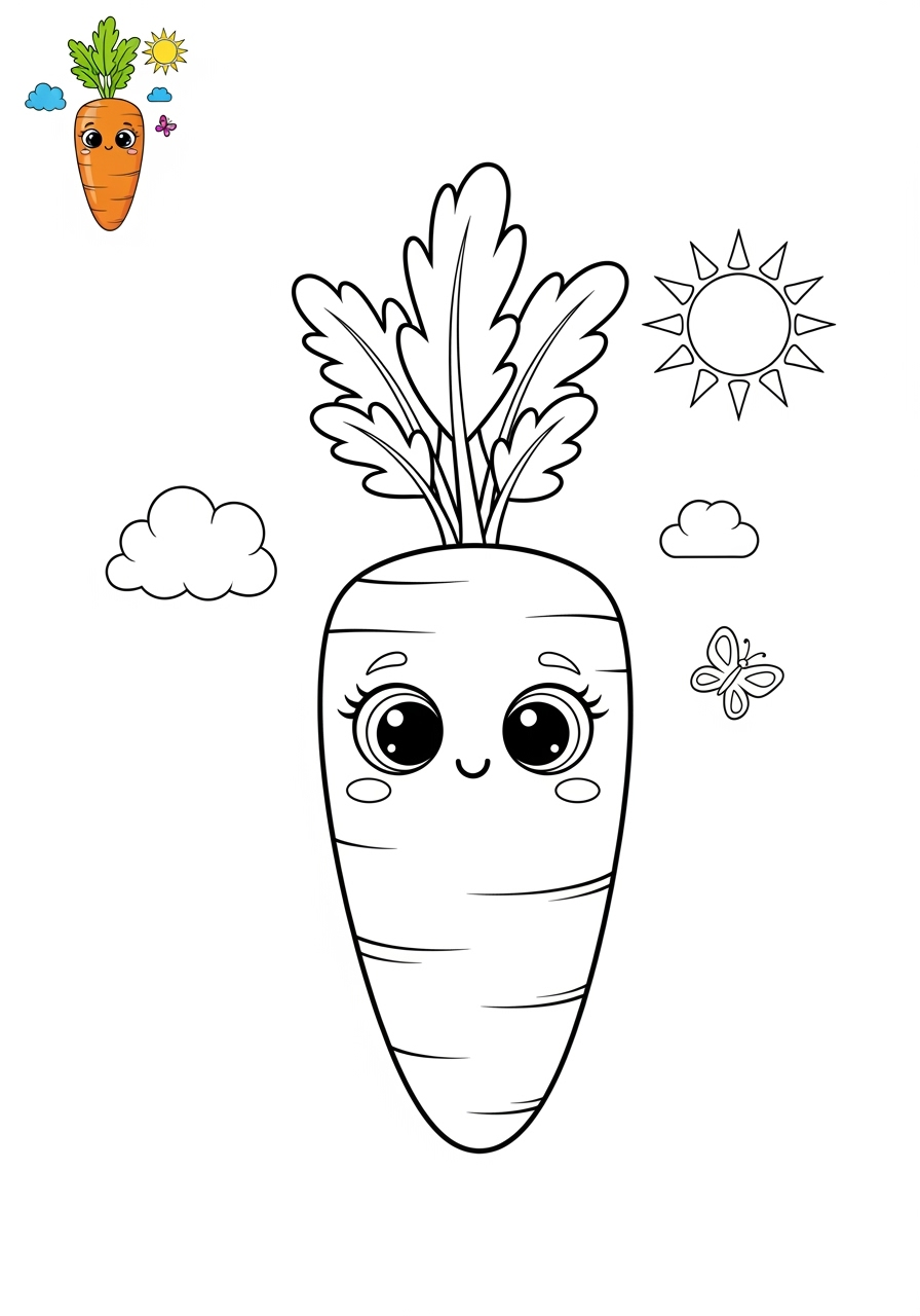 medium food and treats Vegetables carrot kids coloring page 1