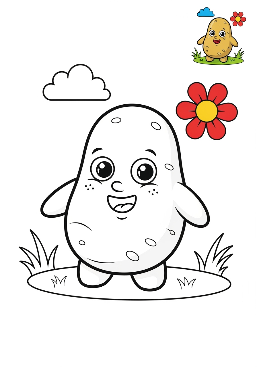 medium food and treats Vegetables potato kids coloring page 1