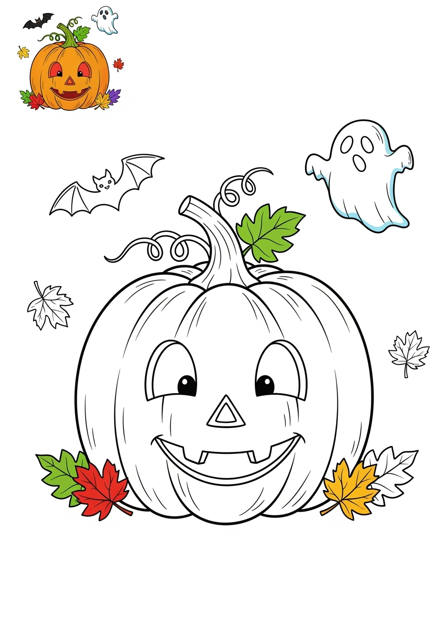 medium food and treats Vegetables pumpkin kids coloring page 1