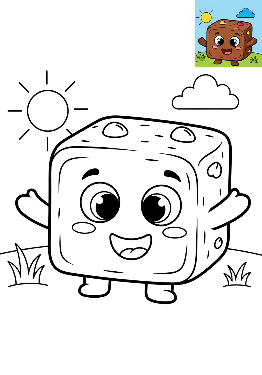 medium food and treats Desserts brownie kids coloring page 0