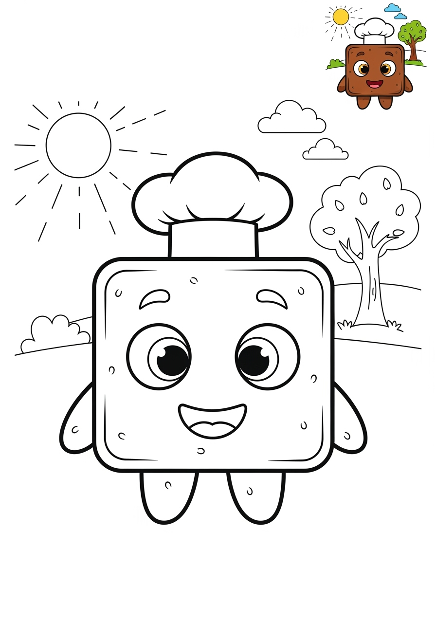 medium food and treats Desserts brownie kids coloring page 1