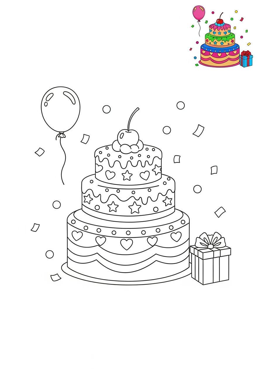 medium food and treats Desserts cake kids coloring page 0
