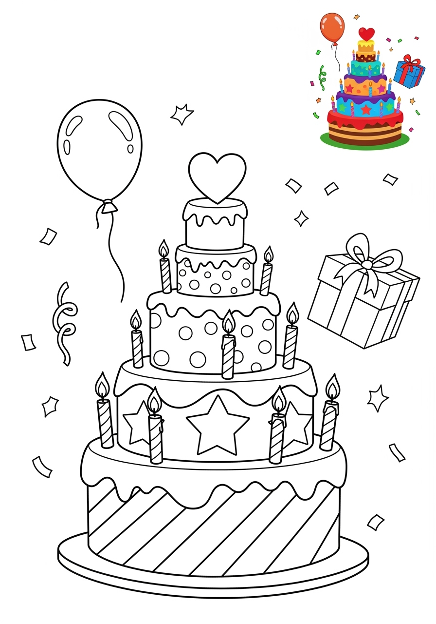 medium food and treats Desserts cake kids coloring page 1