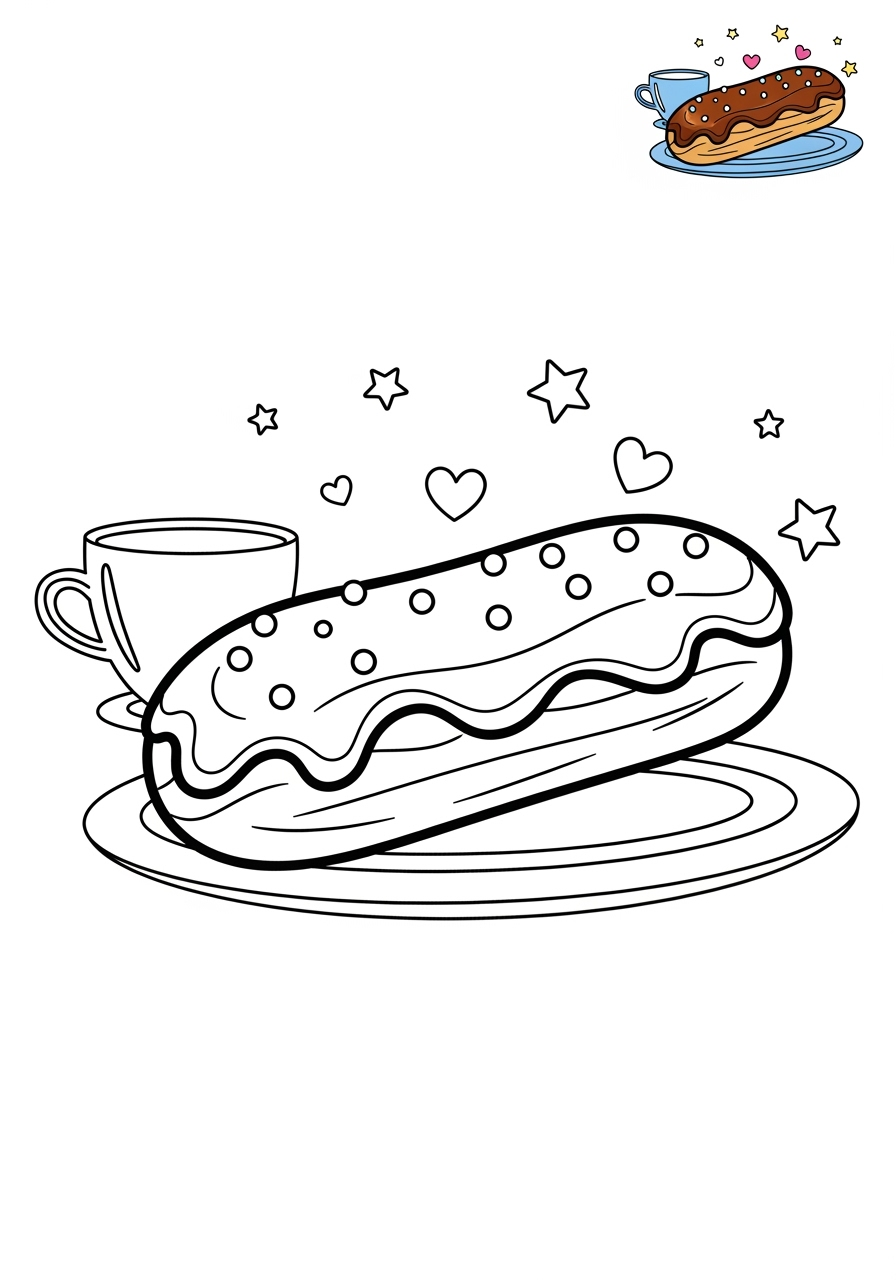 medium food and treats Desserts eclair kids coloring page 0