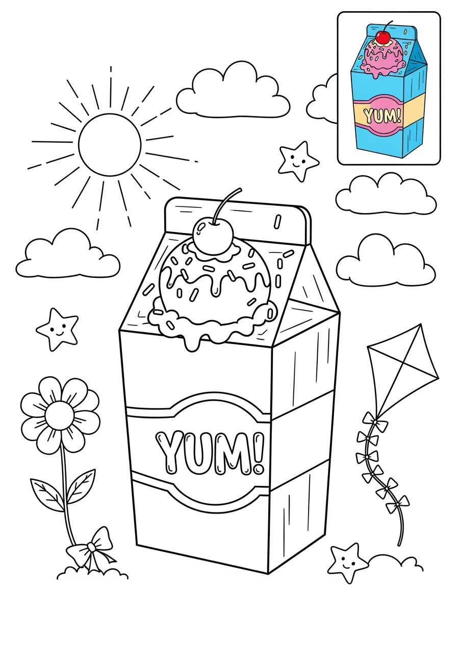 medium food and treats Desserts ice cream kids coloring page 0