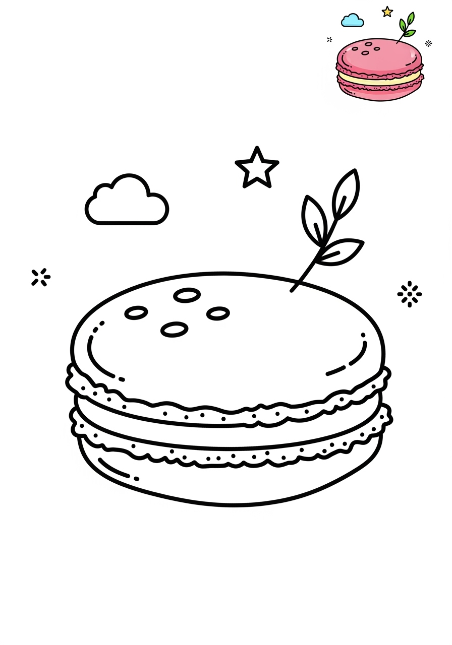 medium food and treats Desserts macaron kids coloring page 0