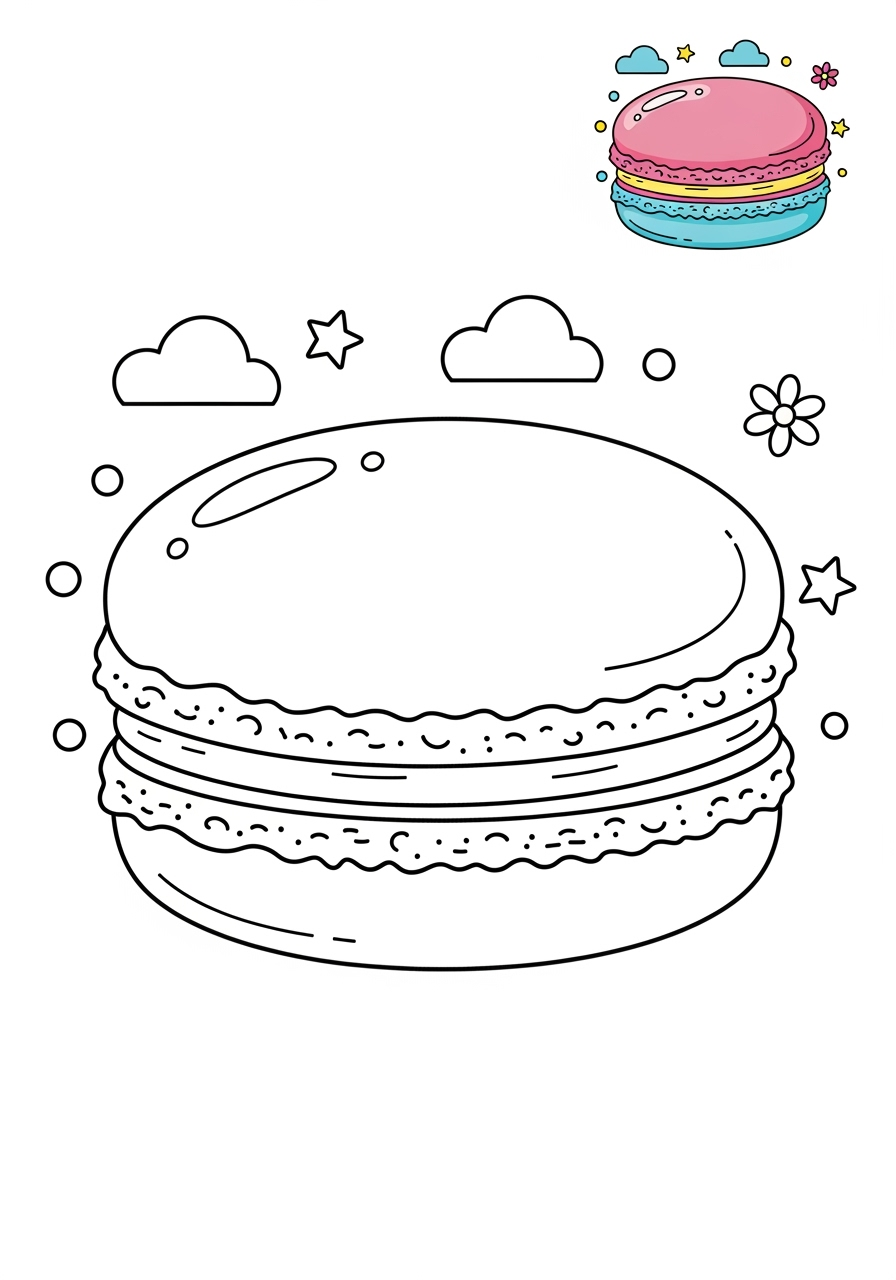 medium food and treats Desserts macaron kids coloring page 1