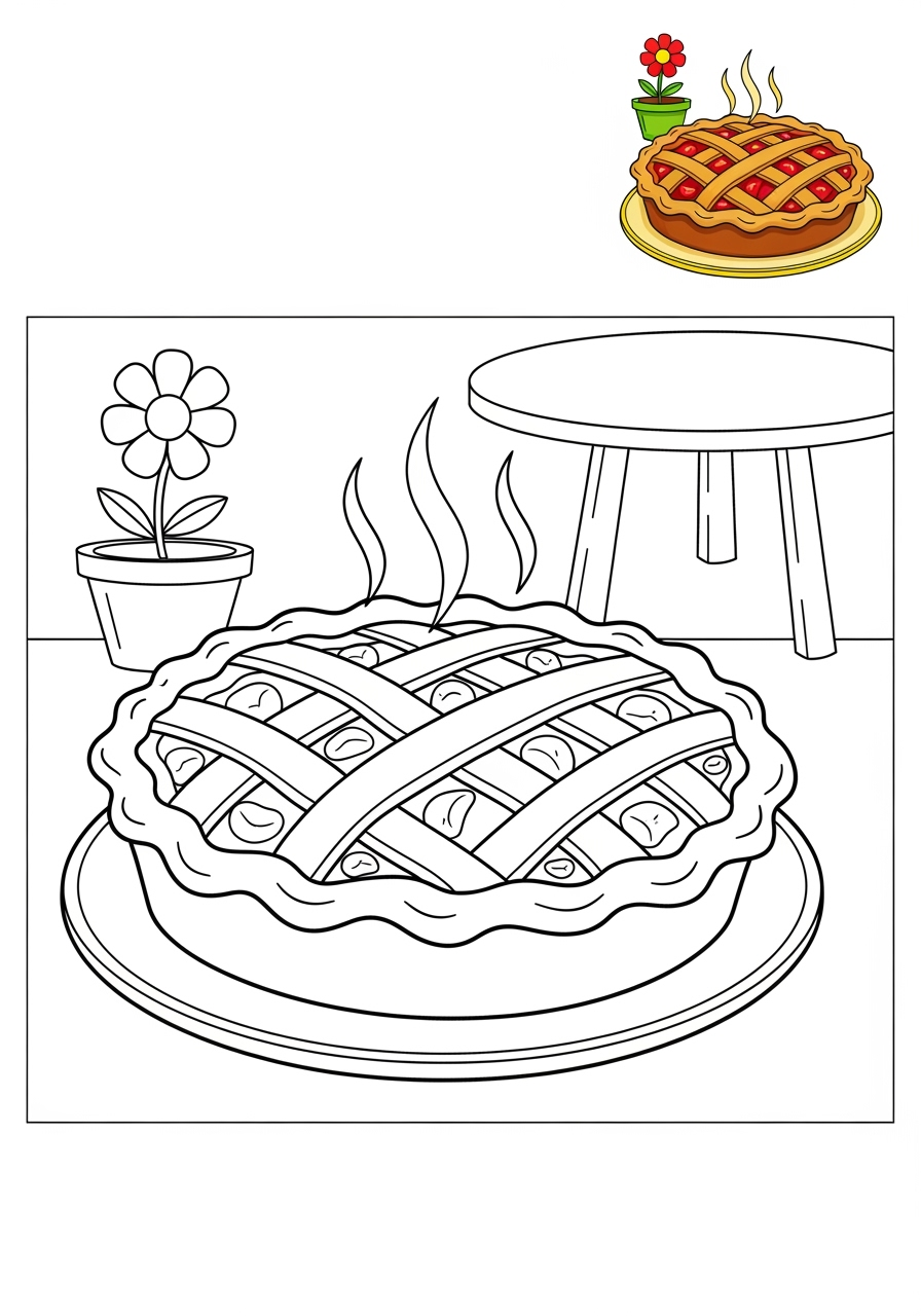 medium food and treats Desserts pie kids coloring page 0