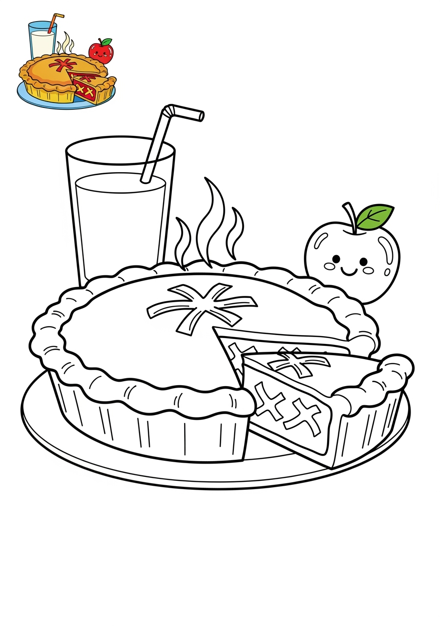 medium food and treats Desserts pie kids coloring page 1