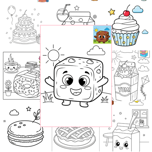 Medium Food and Treats Desserts Coloring Sheets Collections Thumbnail
