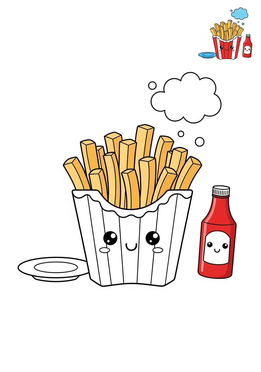 medium food and treats Snacks & Meals fries kids coloring page 0