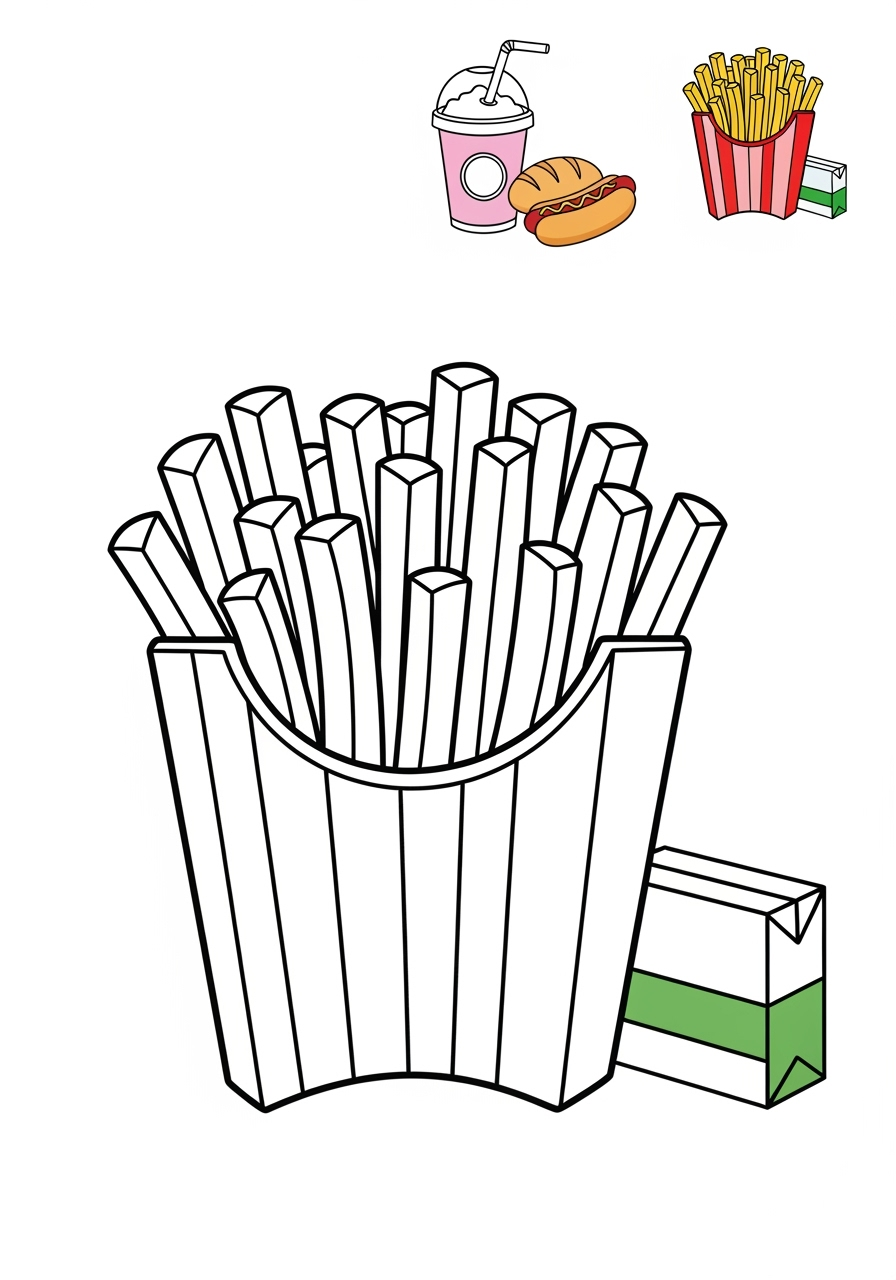 medium food and treats Snacks & Meals fries kids coloring page 1