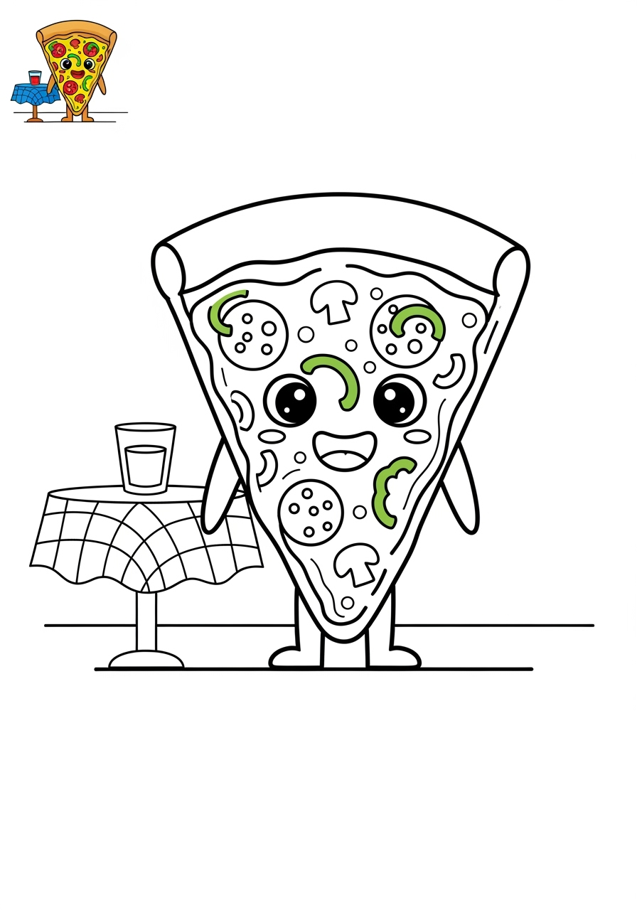 medium food and treats Snacks & Meals pizza kids coloring page 1