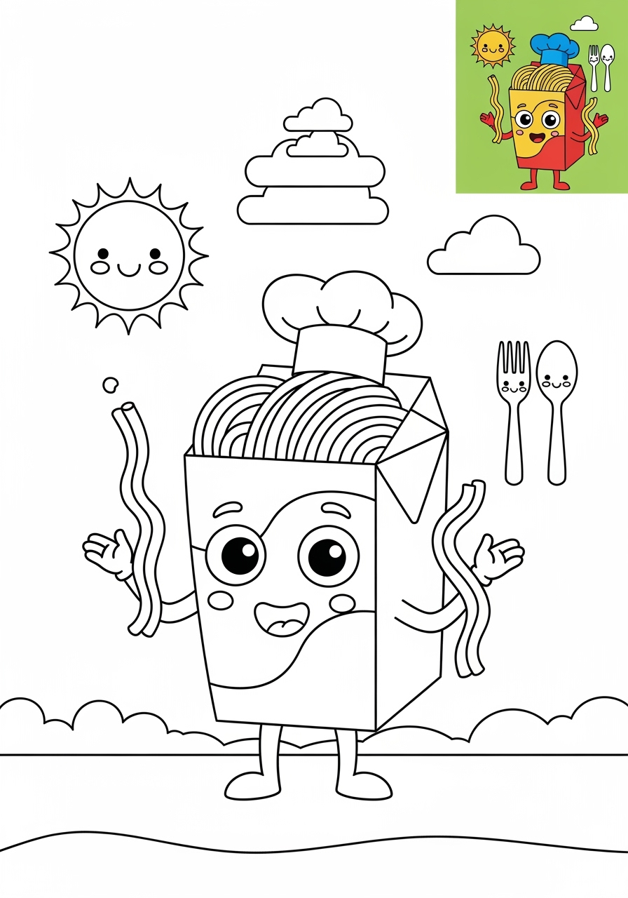 medium food and treats Snacks & Meals spaghetti kids coloring page 0