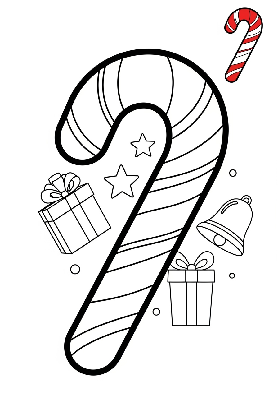medium holidays and celebrations Christmas candy cane kids coloring page 1