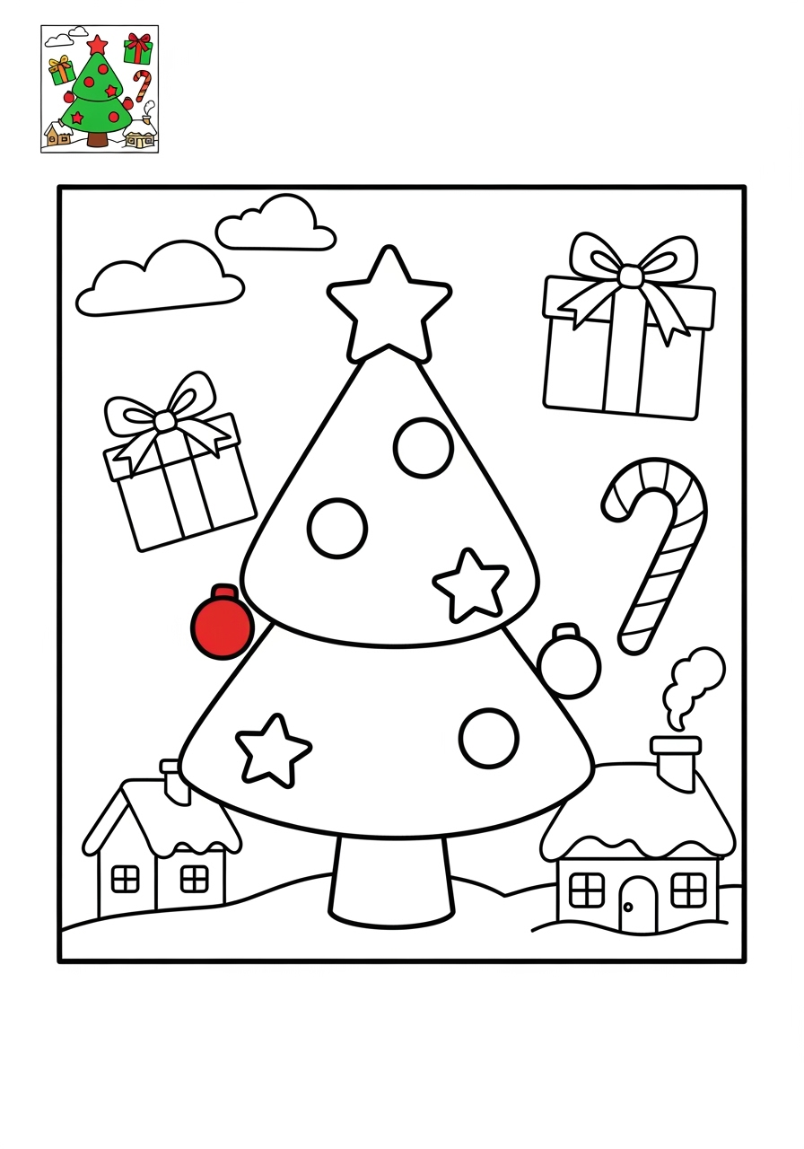 medium holidays and celebrations Christmas christmas tree kids coloring page 0