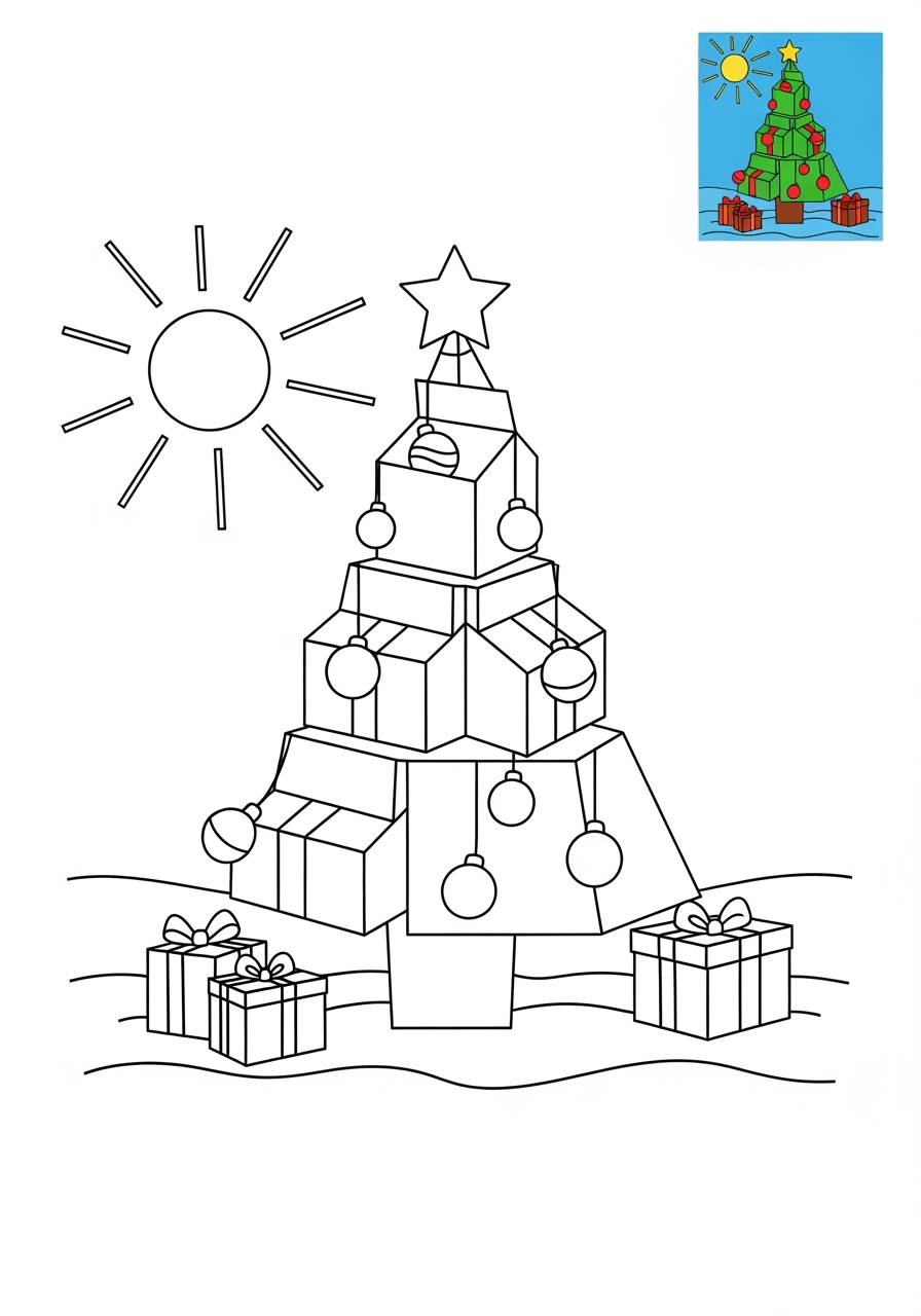 medium holidays and celebrations Christmas christmas tree kids coloring page 1