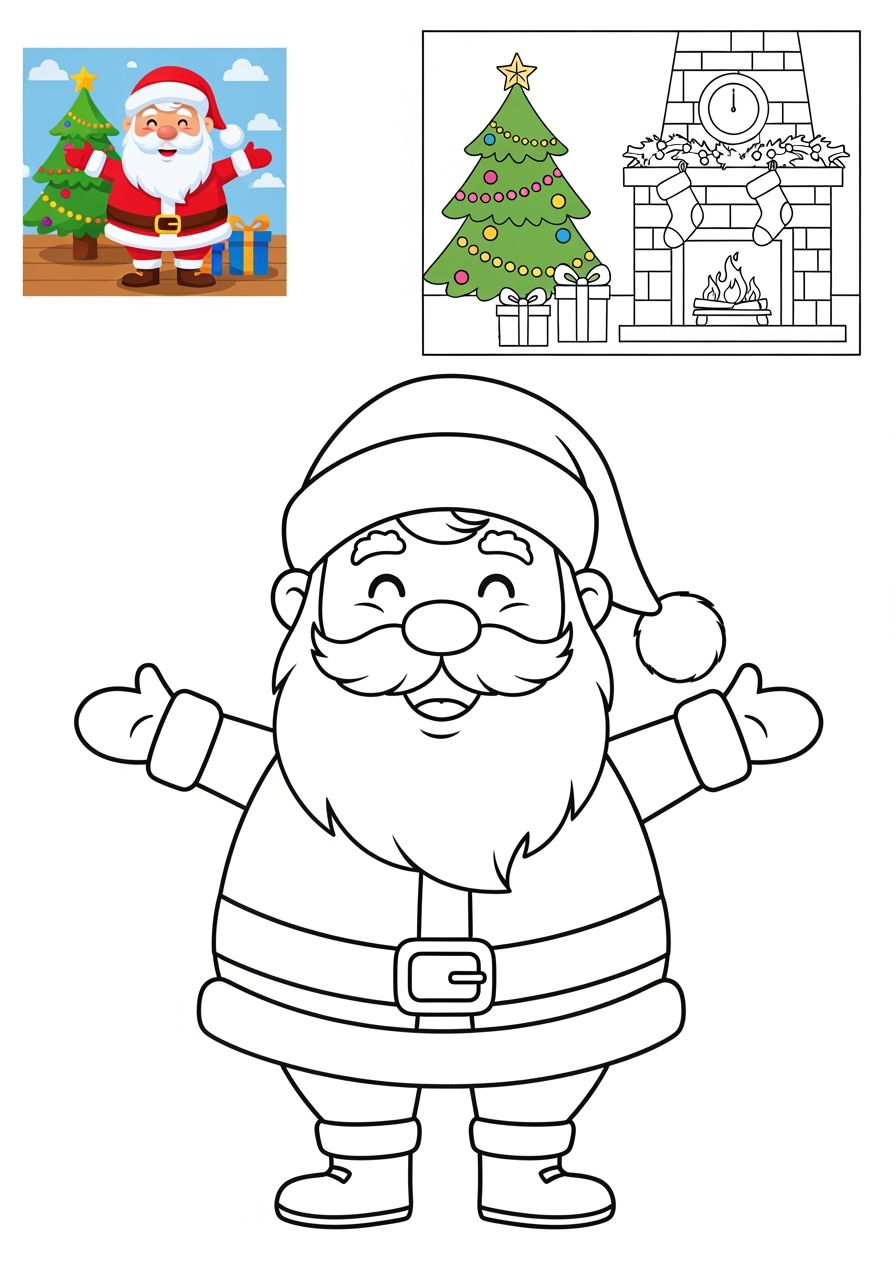 medium holidays and celebrations Christmas santa claus kids coloring page 0