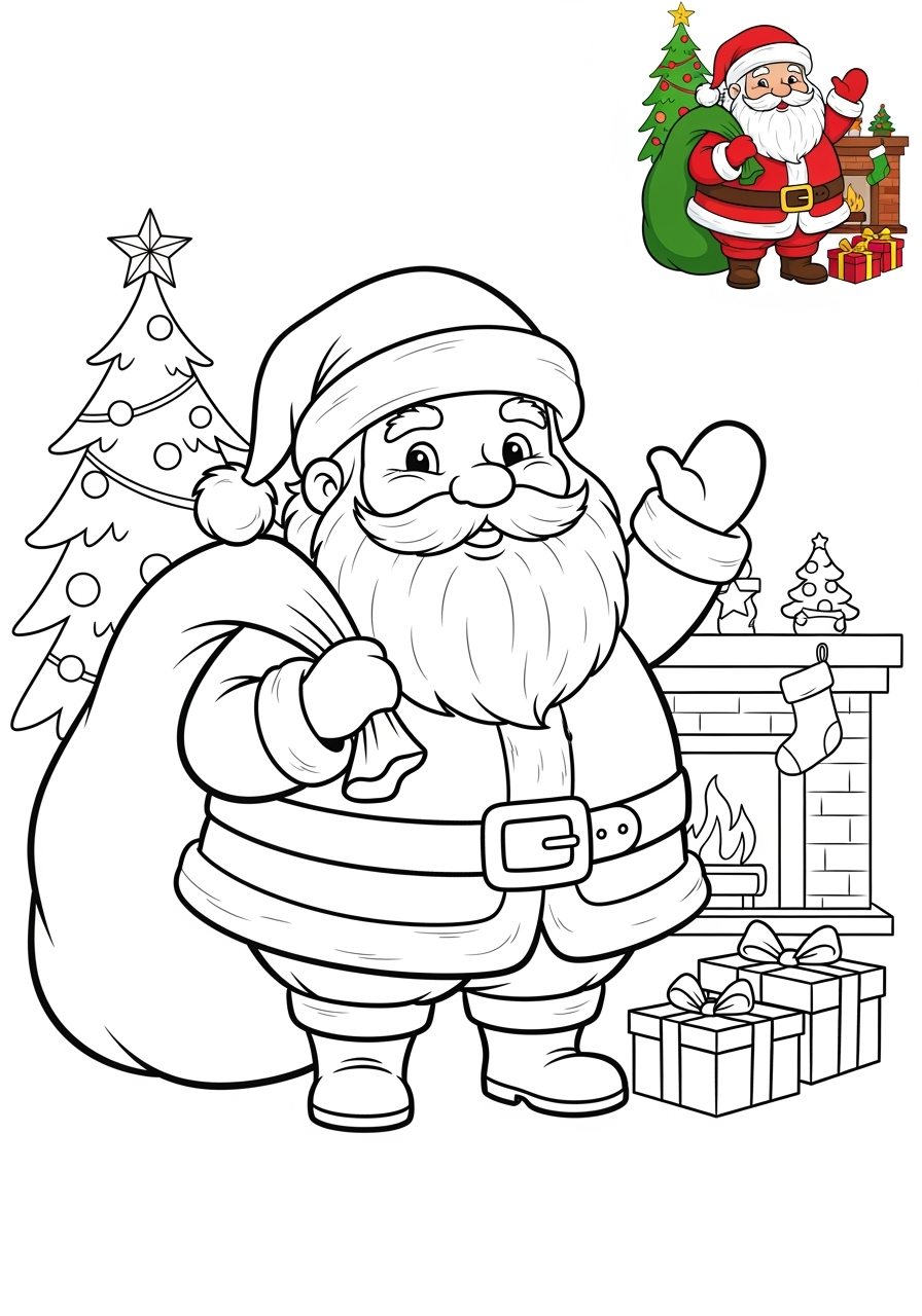 medium holidays and celebrations Christmas santa claus kids coloring page 1