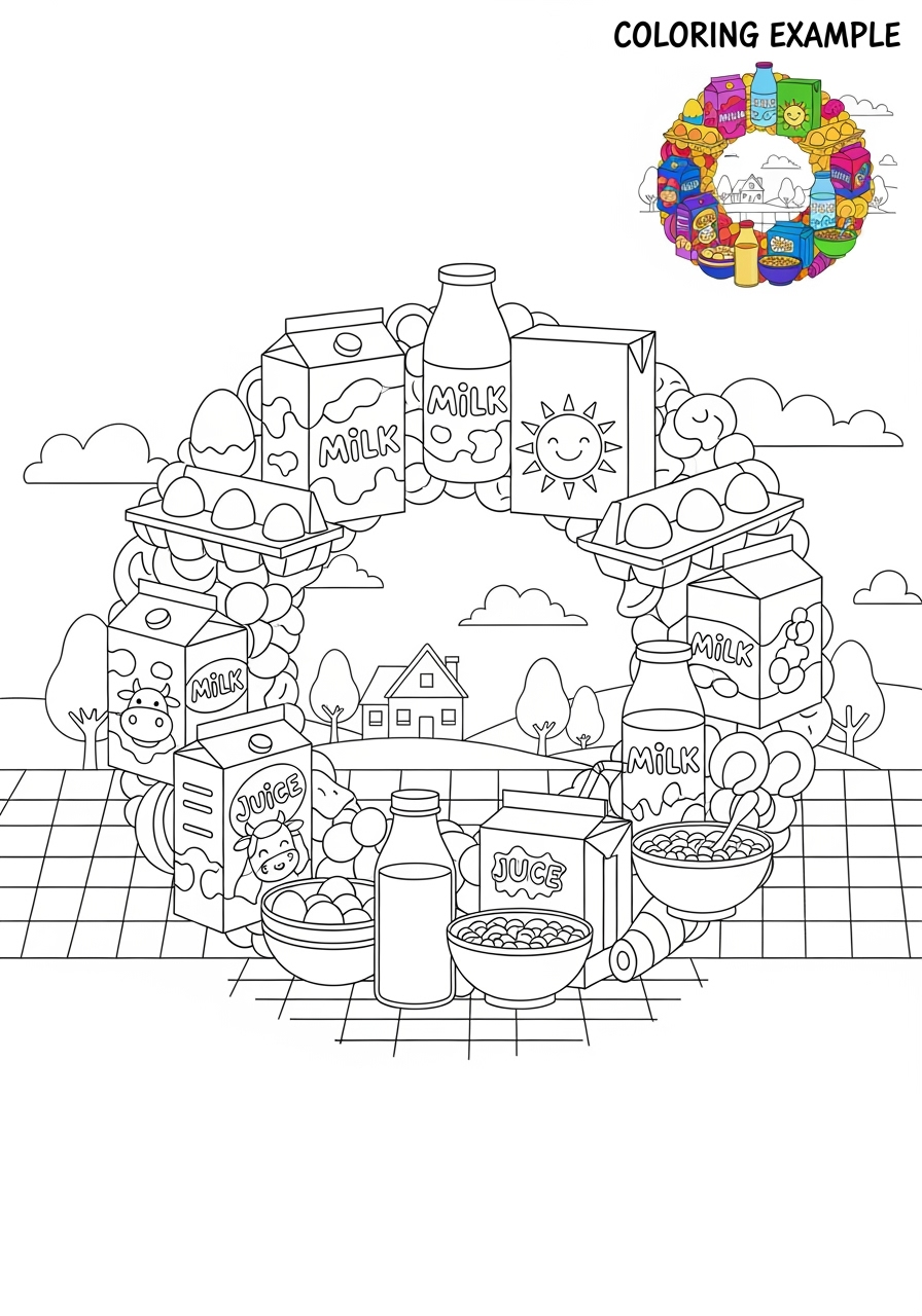 medium holidays and celebrations Christmas wreath kids coloring page 1