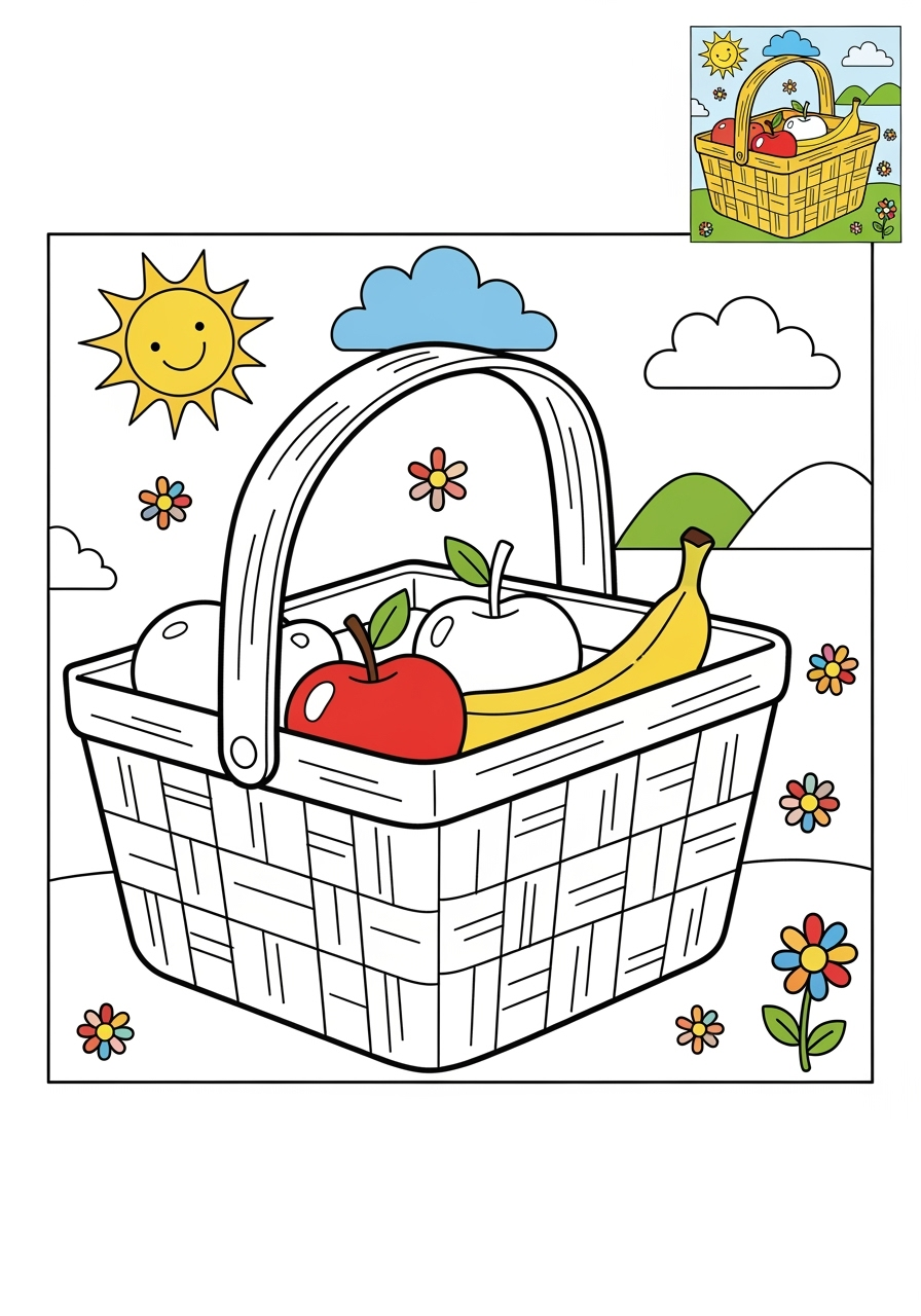 medium holidays and celebrations Easter basket kids coloring page 1