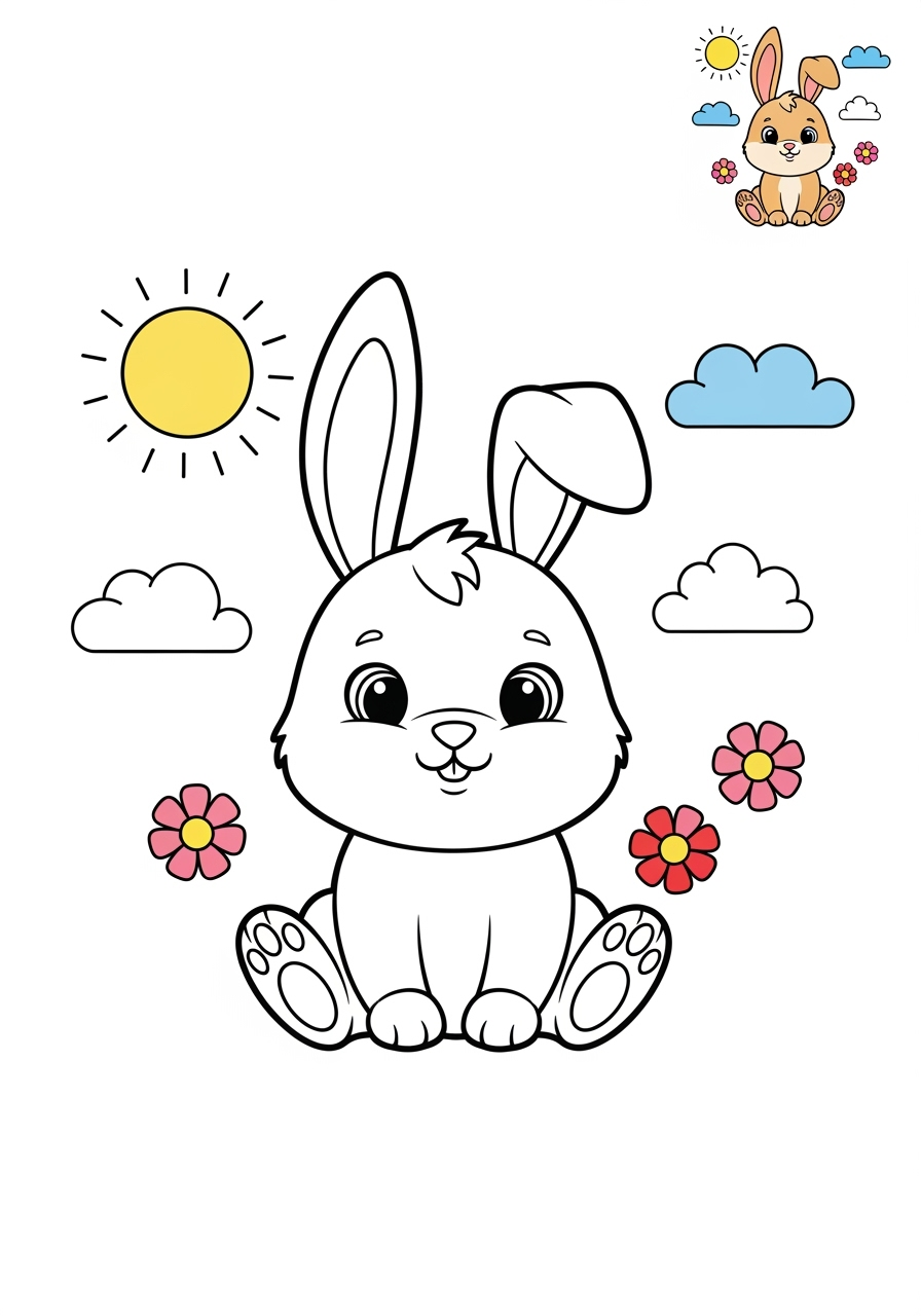 medium holidays and celebrations Easter bunny kids coloring page 1