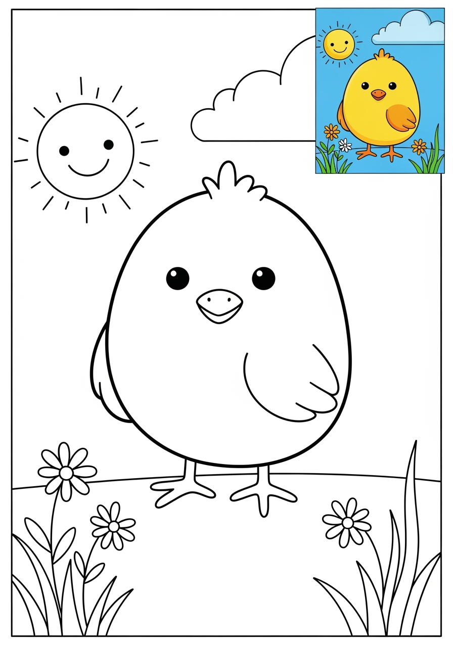 medium holidays and celebrations Easter chick kids coloring page 0