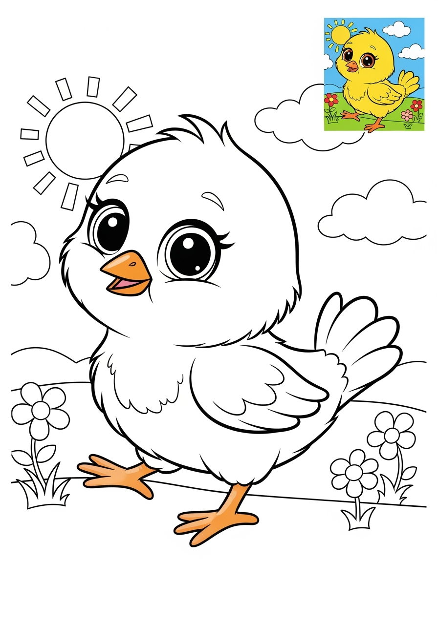 medium holidays and celebrations Easter chick kids coloring page 1