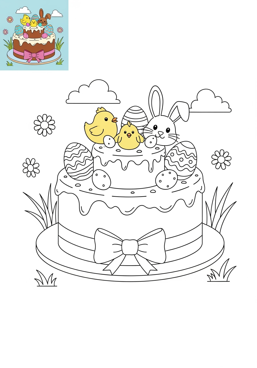 medium holidays and celebrations Easter easter cake kids coloring page 1