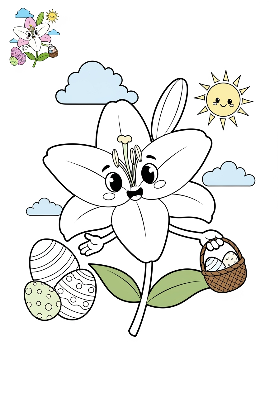 medium holidays and celebrations Easter easter lily kids coloring page 0
