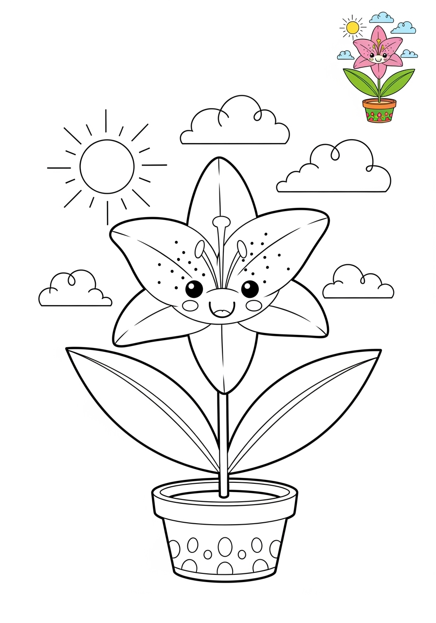 medium holidays and celebrations Easter easter lily kids coloring page 1