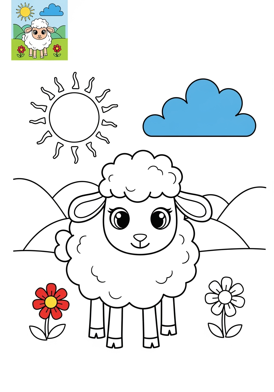 medium holidays and celebrations Easter lamb kids coloring page 0