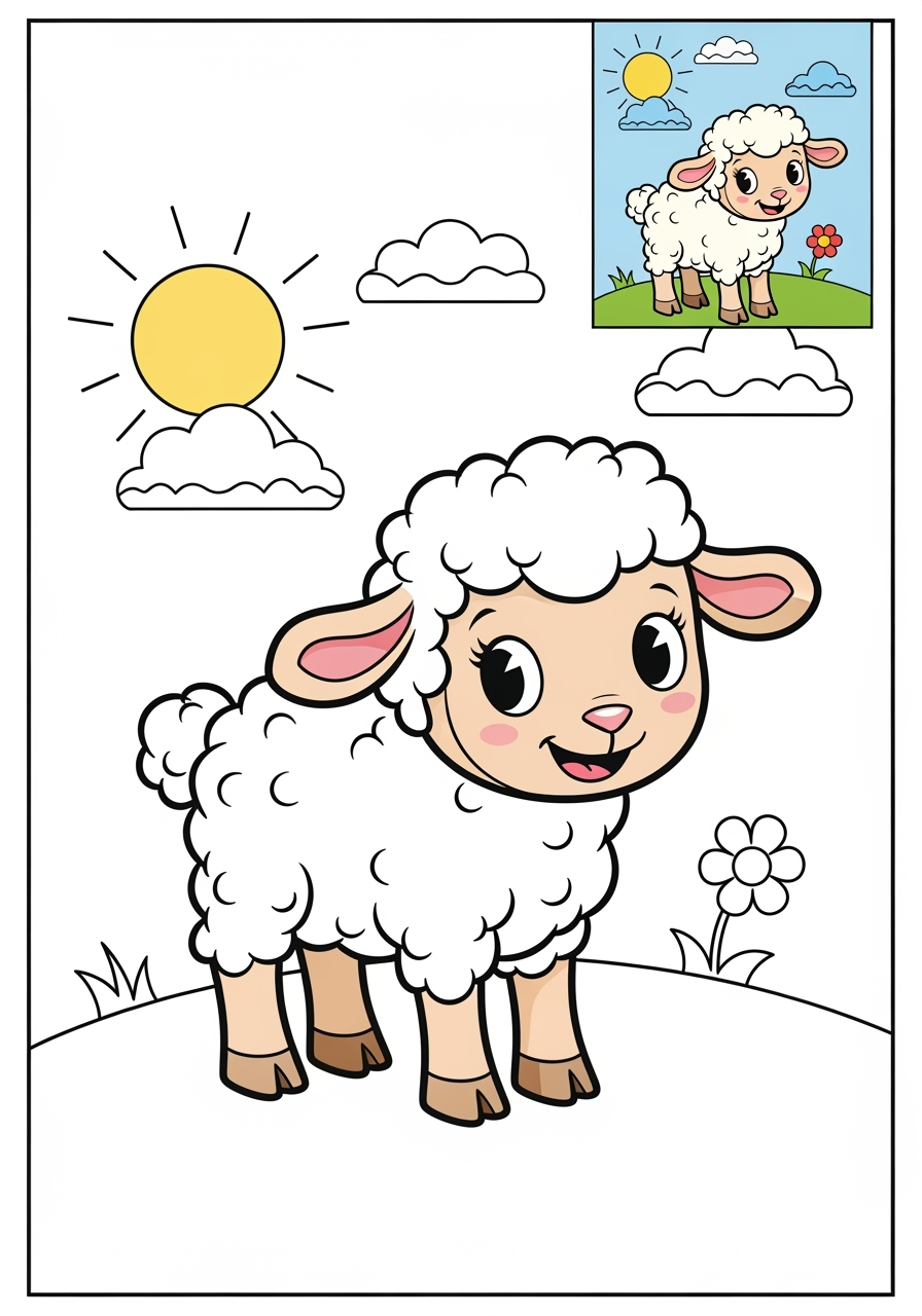 medium holidays and celebrations Easter lamb kids coloring page 1