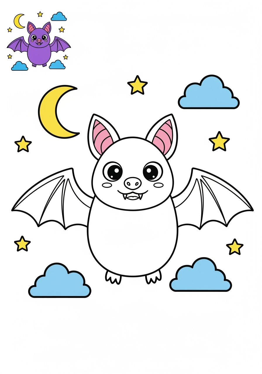 medium holidays and celebrations Halloween bat kids coloring page 0