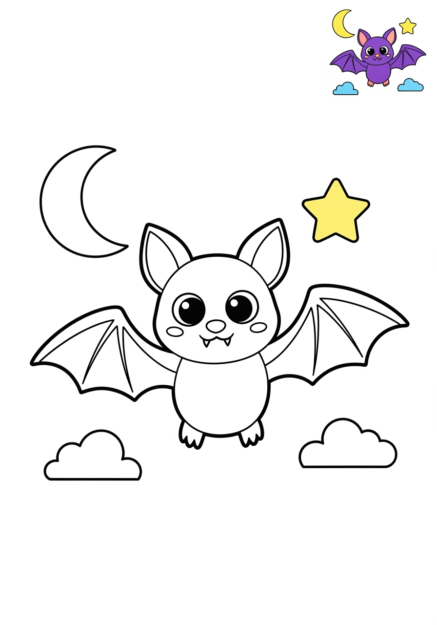 medium holidays and celebrations Halloween bat kids coloring page 1