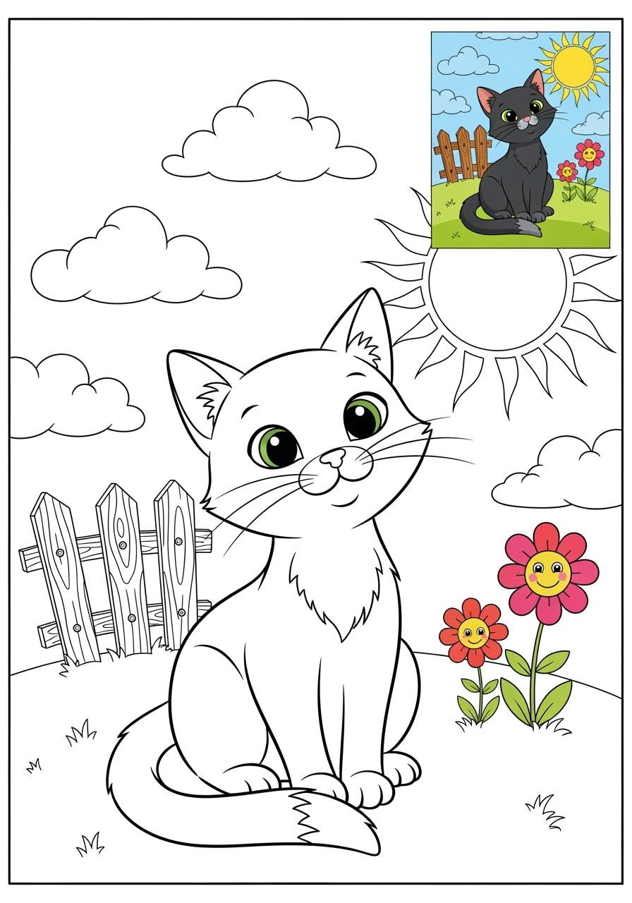 medium holidays and celebrations Halloween black cat kids coloring page 0
