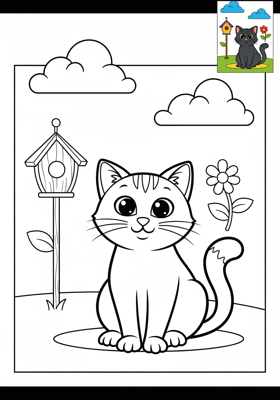 medium holidays and celebrations Halloween black cat kids coloring page 1